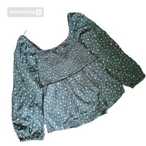 OLD NAVY Green Floral Blouse